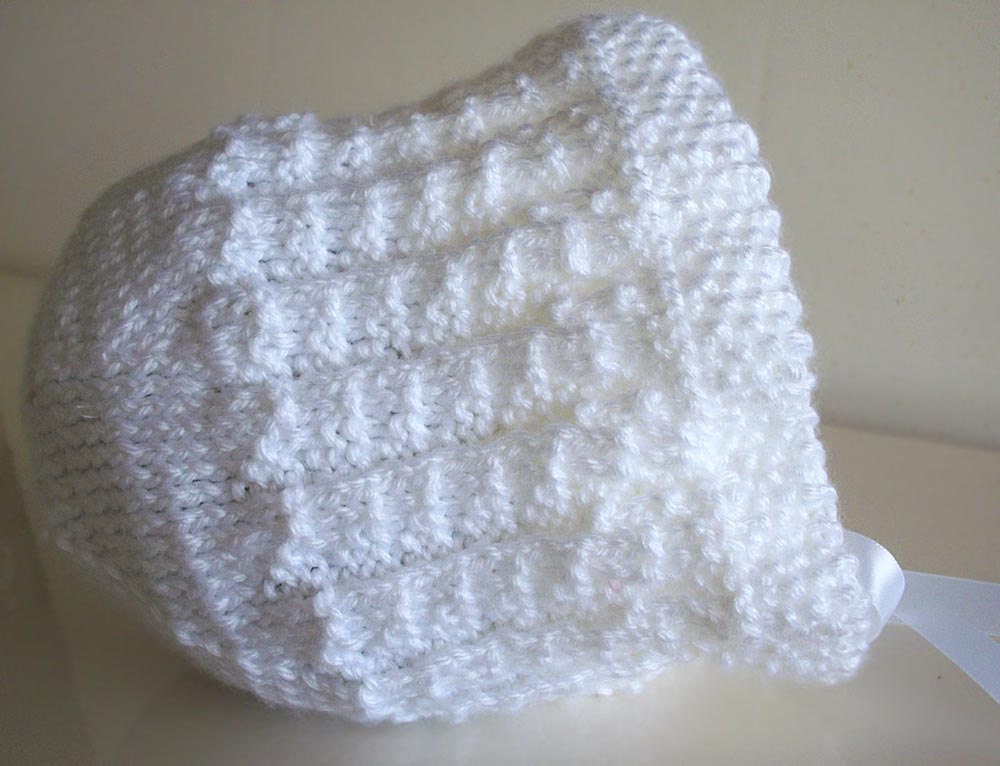 Knit Baby White Christening Cap Hat - ready to ship