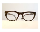 Vintage Faux Wood Grain Eyeglasses Frames in Stout Ale Brown, Striated Faux Bois USA Mad Men Sunglasses