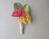 Red and Gold Flower Boutonniere