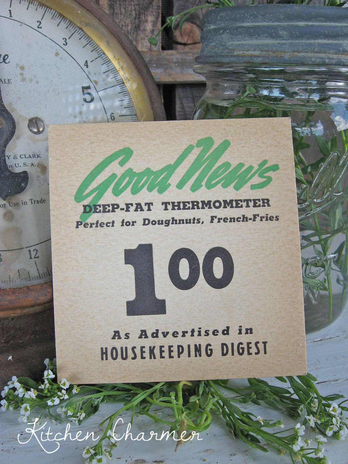 Vintage Price Sign - Store - Kitchen - Thermometer - Cooking - Ephemera - General - Hardware -