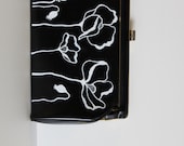 Grow - VINTAGE black CLUTCH with hand painted poppies