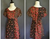 1990s Grunge Floral Dress / Red and Black Baby Doll / size small to medium