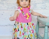 Summer Fun Chunky Necklace ,Girls Chunky Necklace, Gumball Bubblegum Beads, pearls, m2m mermaid fabric and dress