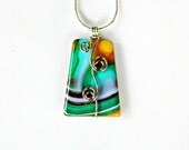 Woodland Green Pendant Necklace - with YOUR CHOICE of Sterling Necklace Green Yellow Mahogany Wire Wrapped Agate Unique Gem Set by Mei Faith
