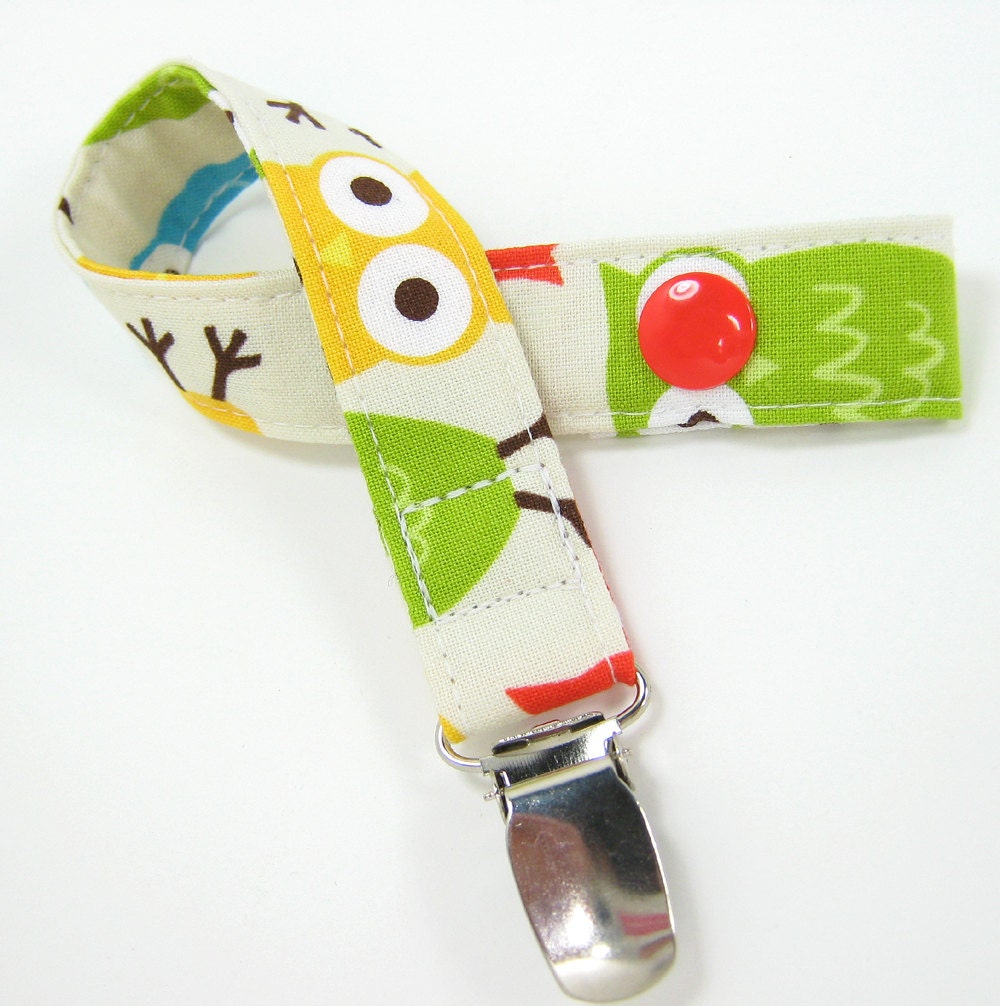 Pacifier Clip - Robert Kaufmann Owls