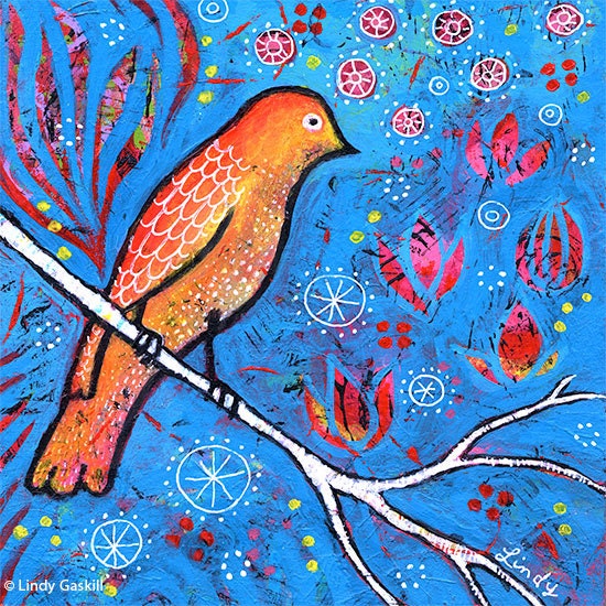Whimsical Bird Print- 8x8 - Dreaming in Blue Magic
