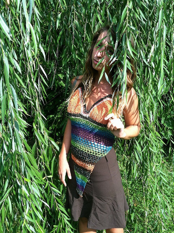 To A Point tribal / festival crochet halter top -- SALE