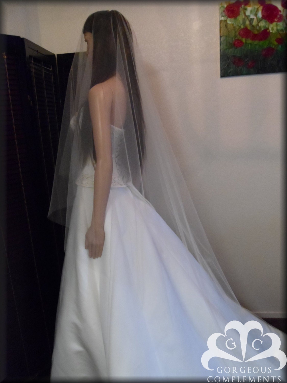 Drop Wedding Veil Floor Length Simple and Elegant