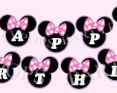 DIY Digital Minnie Mouse Bow-tique Printable Party Banner,  Minnie Bow-tique Party, Minnie Mouse Birthday, Decoration,  INSTANT DOWNLOAD