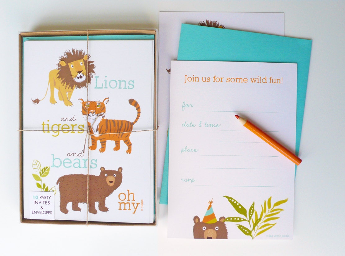 PARTY INVITATIONS - Lions and Tigers and Bears
