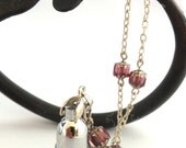 Genuine Amethyst Healing Stone Vial Wire Wrapped Cathedral Bead Silver Plated Chain Necklace
