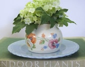 Limelight Hydrangea Flowers Arrangement Vintage Pottery Harkerware Vernon Kilns Shabby Cottage Decor