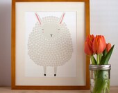 Gray Sheep Illustration Nursery Art, Children Decor - Free US Shipping