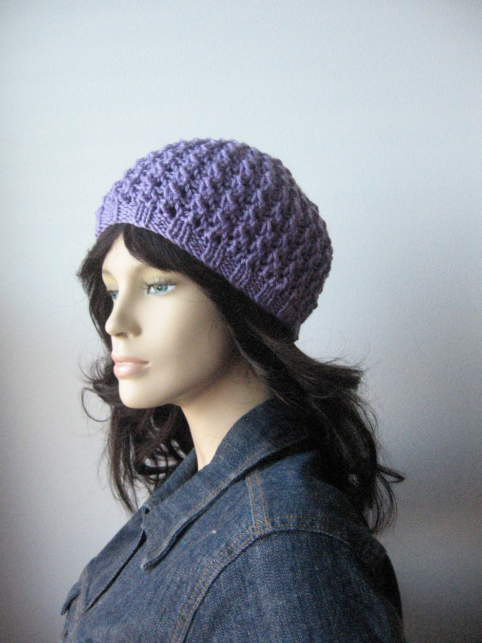 Knit Lavender Hat Lilac Lace Beanie Womens Hat Spring Fashion Knitted Hat Lilac Knit Hat