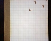 SALE - Sweet Vintage Birds Flat Blank Note Card with Pearlescent Brown Envelopes (A2). Vintage Birds notecards.