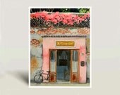 Bicycle Watercolor Painting Print - Mothers Day - Bike Art, Old door Painting, Travel art, Florence Italy - Women Men - Pink 10.5 x 13.5