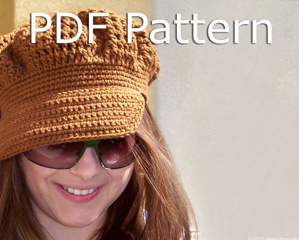CROCHET PATTERN - Crochet Newsboy Hat Pattern - Crochet Newsboy Cap Pattern - Crochet Visor Beanie Hat Pattern - Crochet Visor Hat Pattern