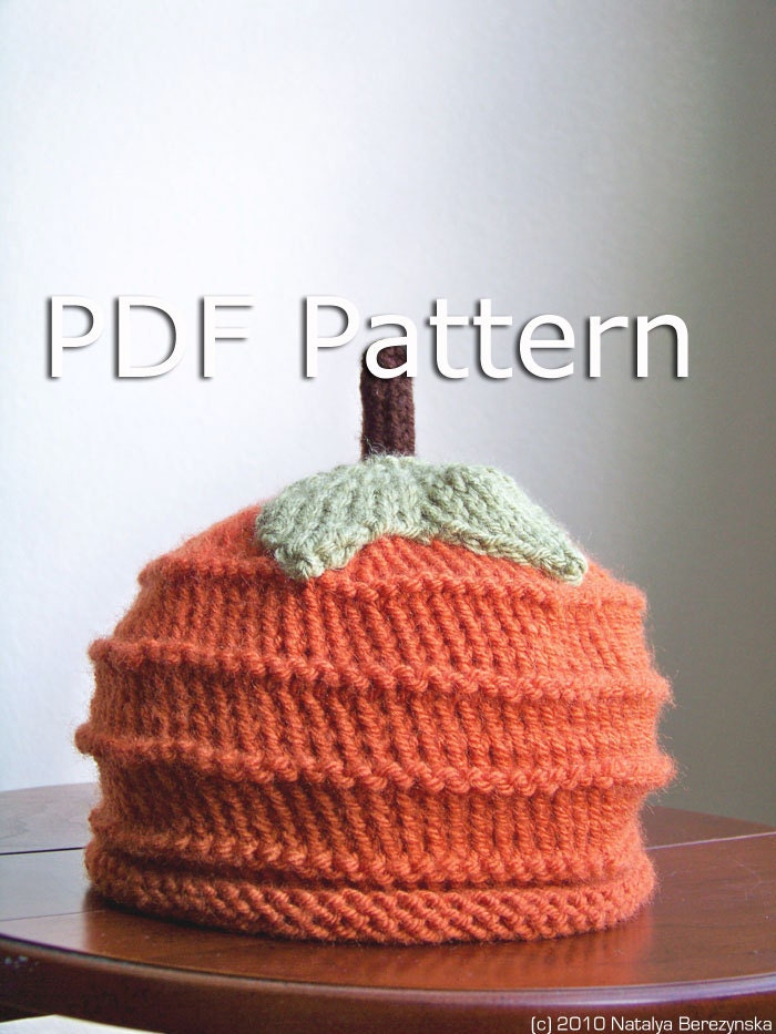 KNITTING PATTERN - Pumpkin Hat Pattern - Knit Hat Pattern - Knitted Hat Pattern - Instant Download