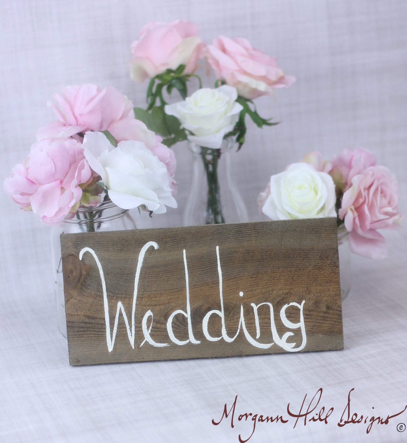 Rustic Wedding Sign Wood Hand Painted Country Barn Chic (Item Number 130048)