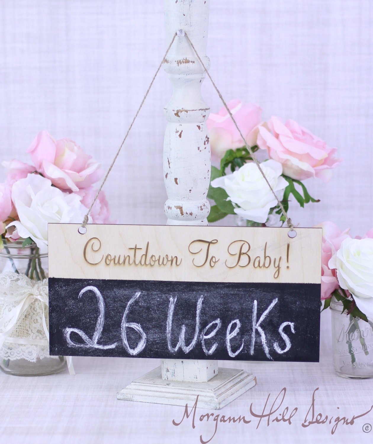Pregnancy Photo Prop Countdown To Baby Chalkboard Sign Rustic Photography Prop  (Item Number 130032)