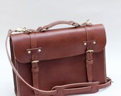 Hand stitched Leather Satchel / Briefcase / Laptop Bag - Model A Bag