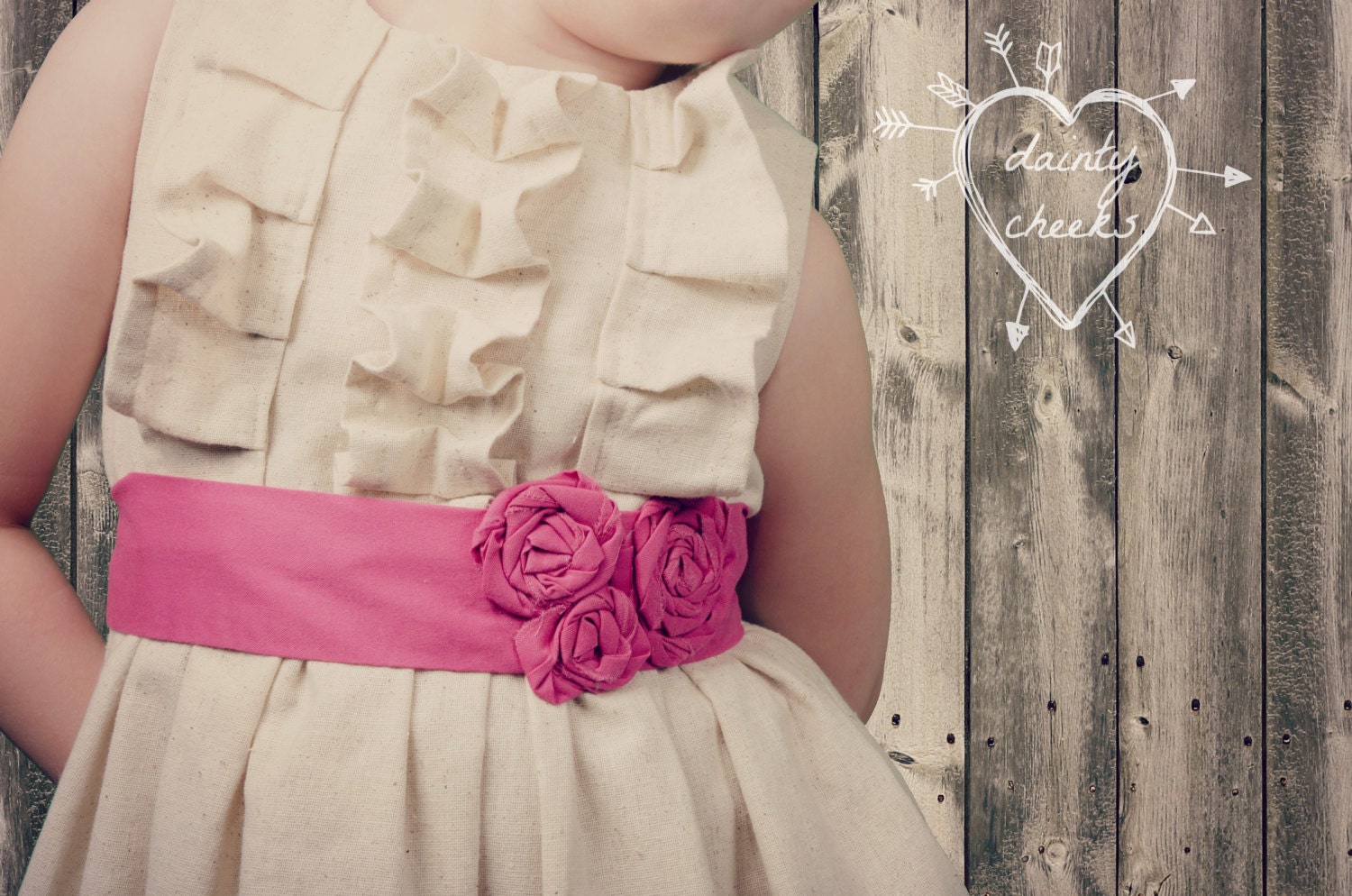 Rustic Wedding- Cotton dress with ruffles sweet pink- 4T ready to ship