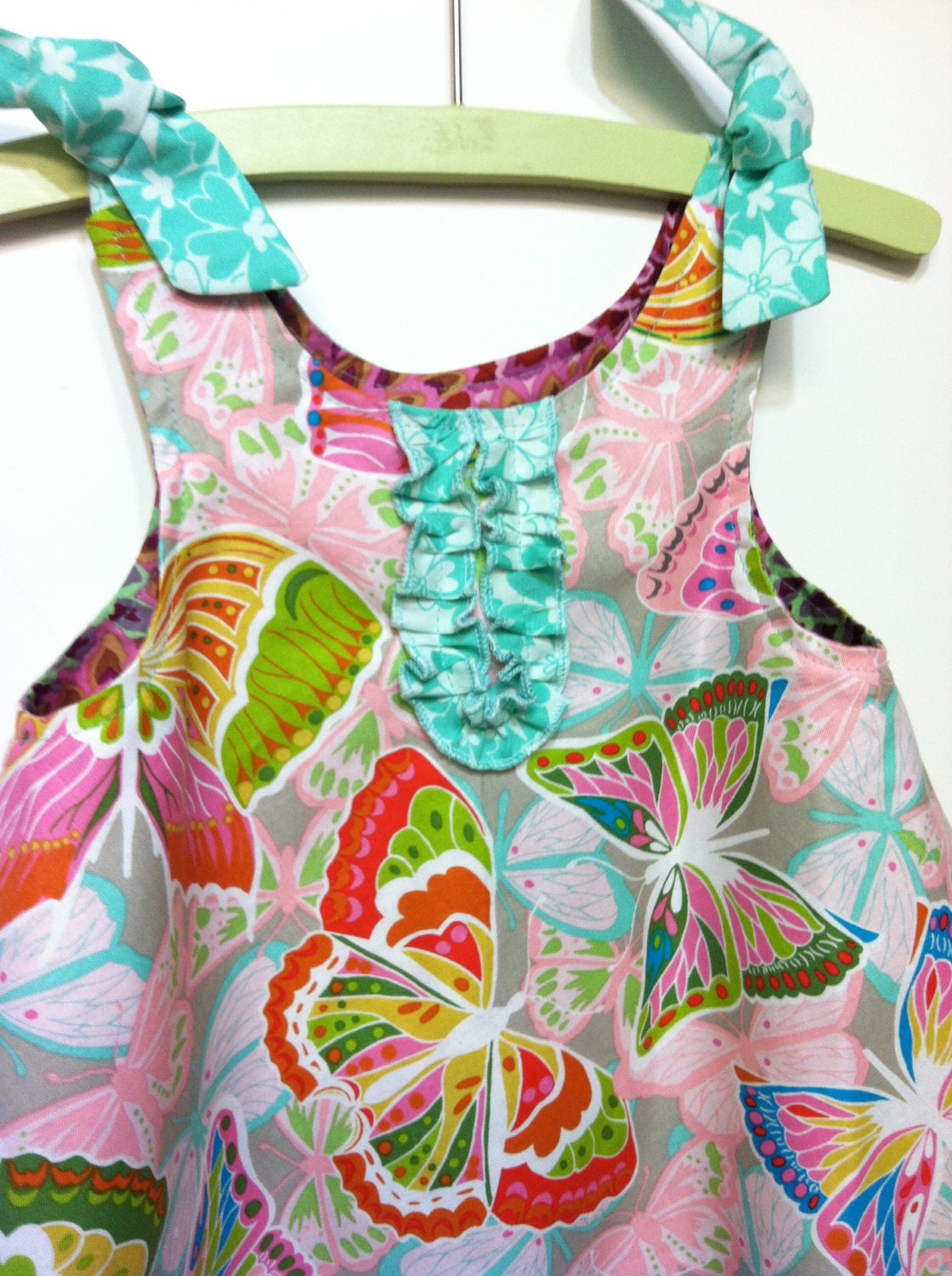 little girls reversible twirl dress/jumper/pinafore size 12 months floral and butterflies