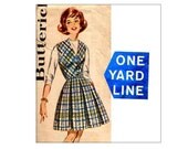 1960s Knee Knocker Skirt and Weskit Sewing Pattern One Yard Line Vintage Butterick 9838 Teen Bust 32