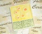 SIZZLIN' THISTLE handmade ceramic shank button extra large daylight yellow burnt orange sage by Faith Ann Originals 2" bbs29