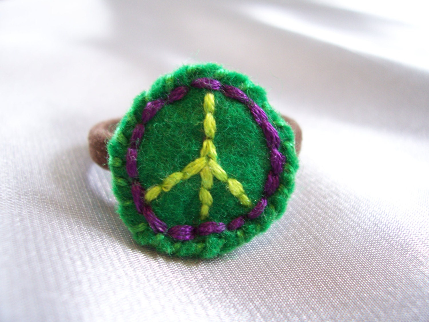 Dread Band Hair Band - Green Peace Sign Ponytail Holder Hairband Embroidered Hippie Funky Bright