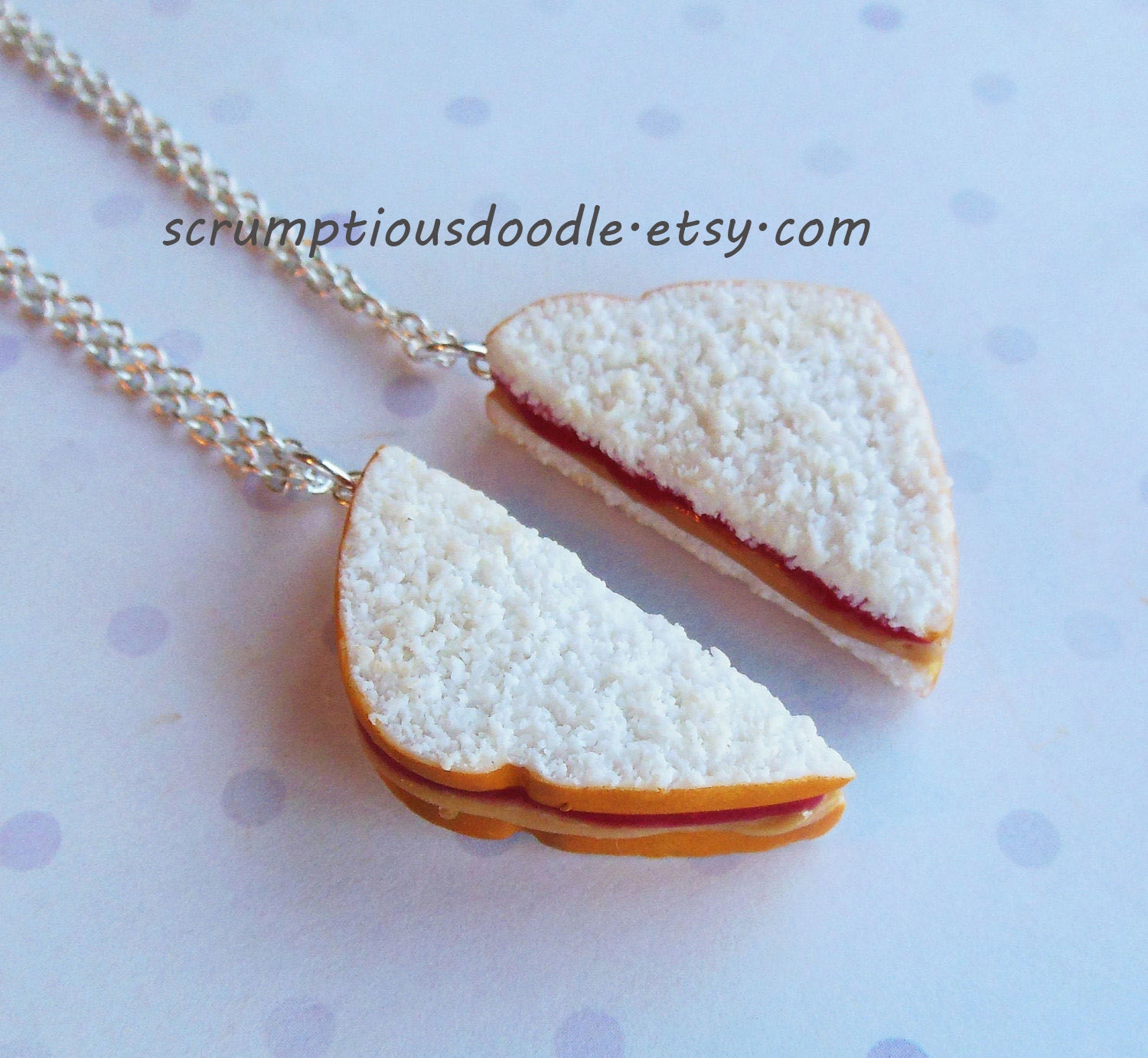 strawberry jam peanut butter and jelly sandwich best friend necklaces polymer clay bff