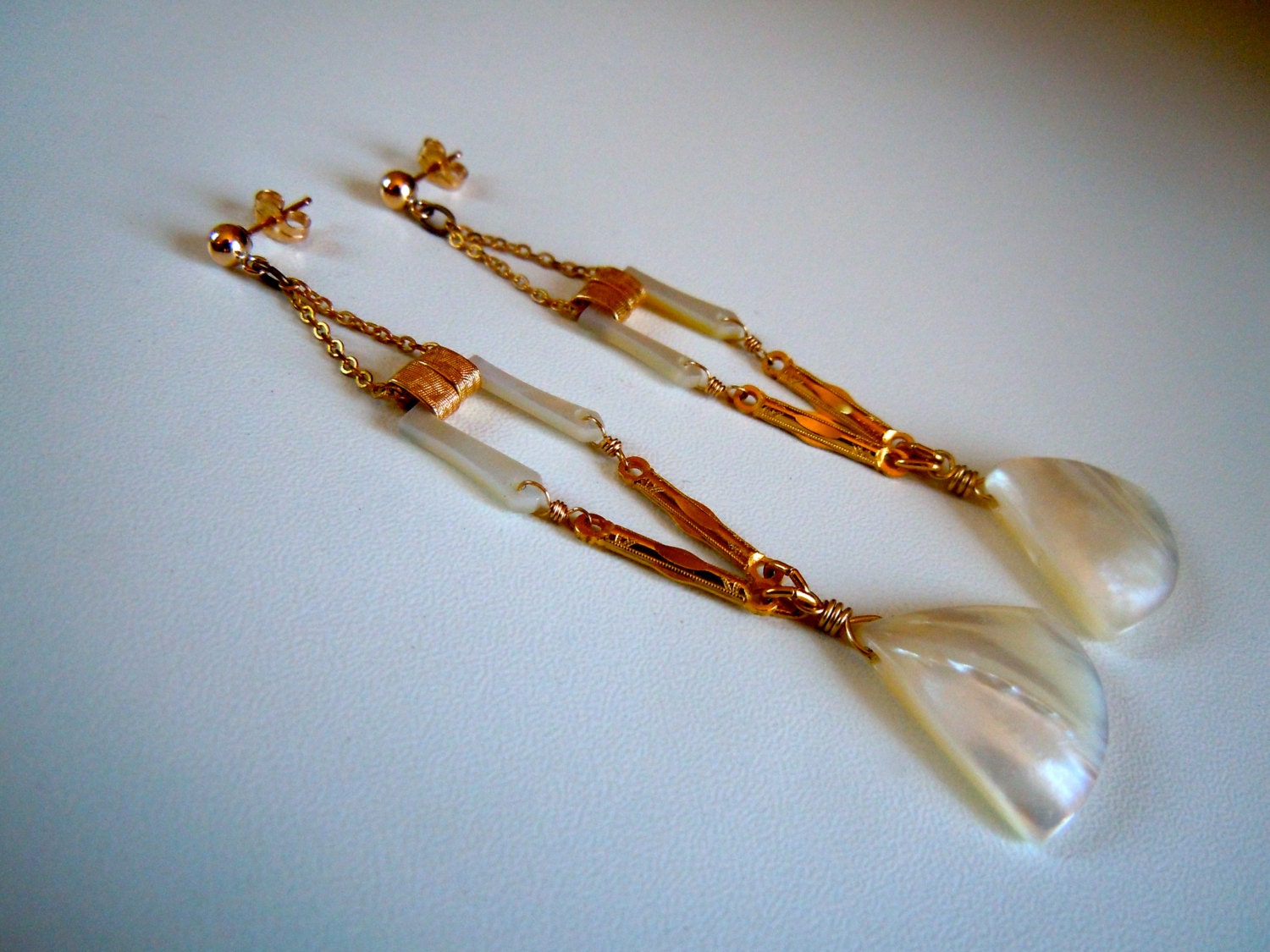 Siren Song Earrings mother of pearl brass