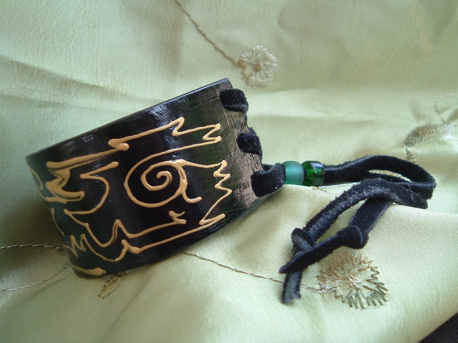 Protector Eagle Hand-Painted Leather Cuff