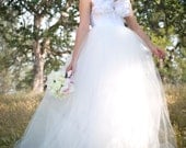 The White Ruffled Bustier Bridal Wedding Dress/Gown in White tulle 2 pc Retro Ballet