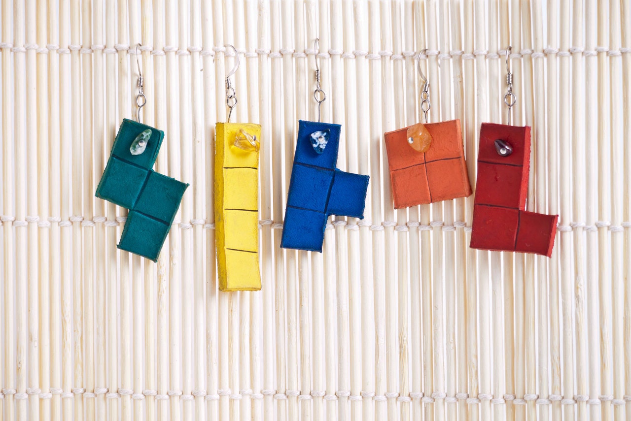 Tetris earrings eco-friendly mix and match
