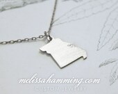 Missouri Necklace: Handmade Silver NY Charm with Heart // Sterling Silver // Cherish Where You Love