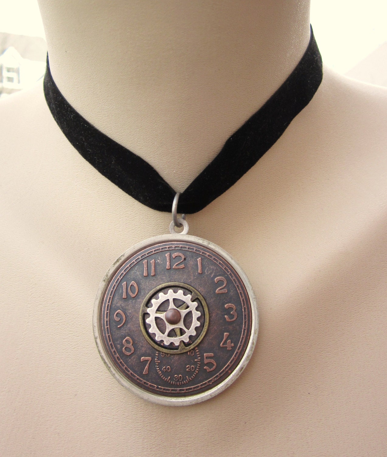 Vintage Watch Case Steampunk Velveteen Choker