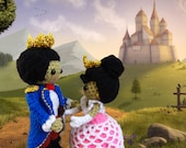 Amigurumi prince and princess crochet pattern PDFs childrens softie toy handmade royal couple doll plush DIY tutorial