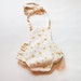 Yellow eyelet vintage style sunsuit, perfect for summer babies and little girls