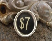 Cash Register Key NUMBER SEVEN or No 7 Vintage Distressed Numbered OVAL Dollars and Cents