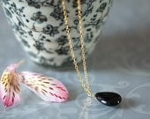 Black onyx necklace, Black necklace, Black teardrop necklace , Modern necklace, Black and gold jewelry, Bridesmaids necklace, Black teardrop