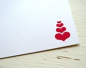 Heart Personalized Stationery - Cute Hearts Thank You Notes - Red and White Flat Note Cards - Set of 10