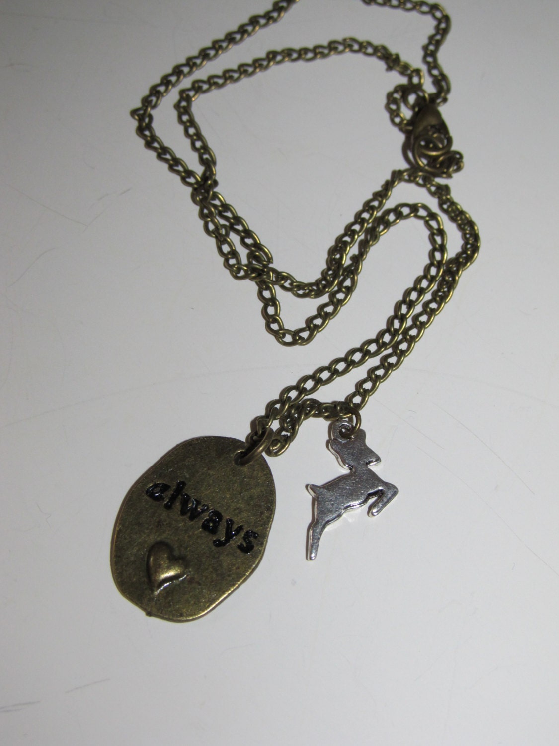 Harry Potter inspired Snape quote ALWAYS deer doe Patronus - Two-tone mixed metal necklace