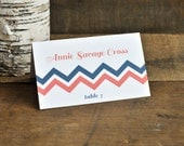 Place Card with Guest Name- Chevron