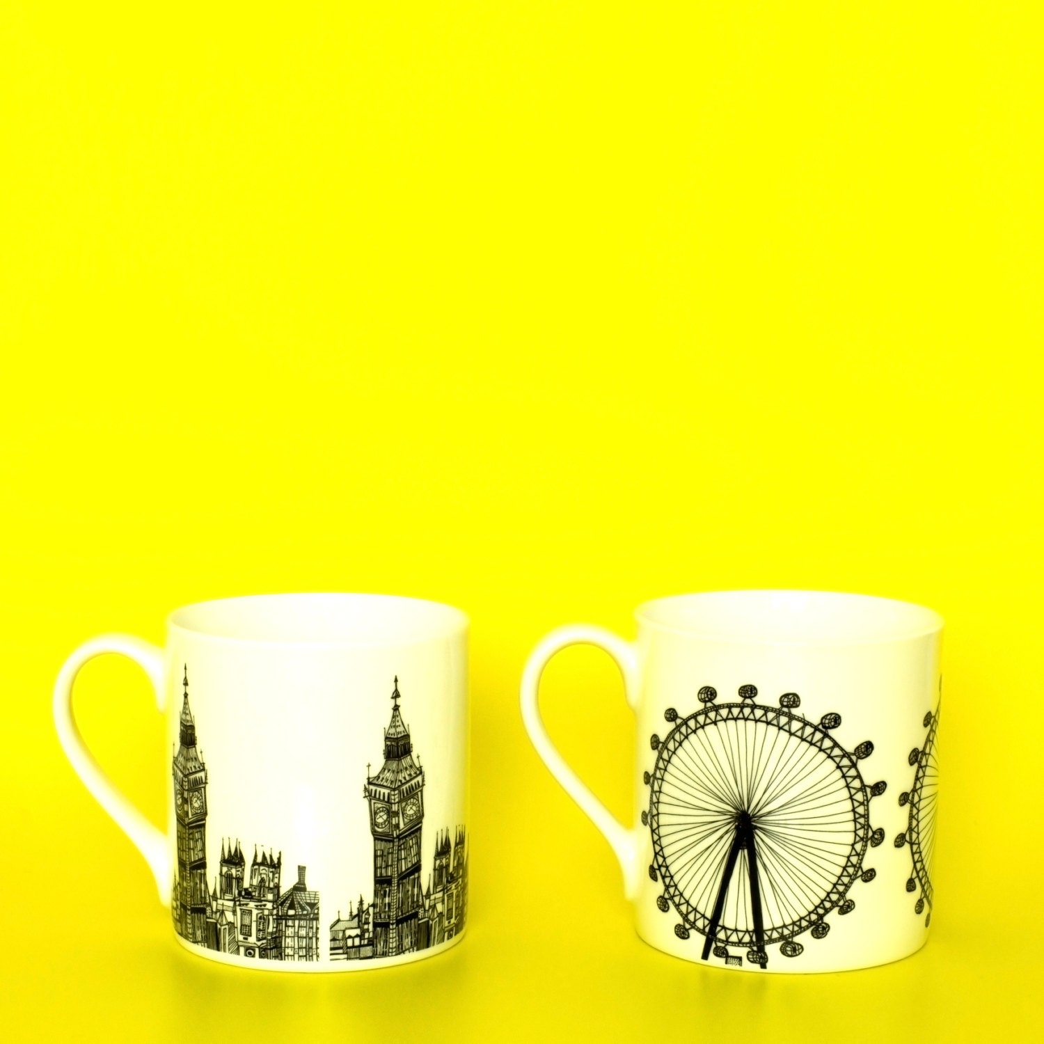Pair of Statement Mugs, London Eye and Big Ben