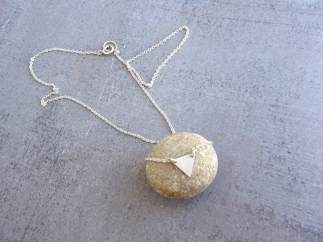 Sterling silver triangle necklace, Simple dainty geometric choker necklace.