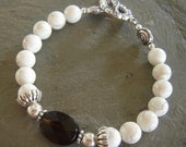 Resilience - White Magnesite and Smoky Quartz bracelet - Bohemian Style - Beach Style