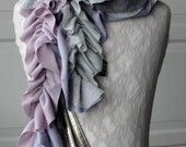 SS13 - Mini RUFFLE patchwork scarf by FAIRYTALE13 - heather grey and purples.