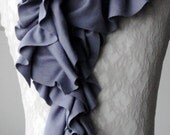 Mini RUFFLE scarf by FAIRYTALE13 - Lavender-stone grey .