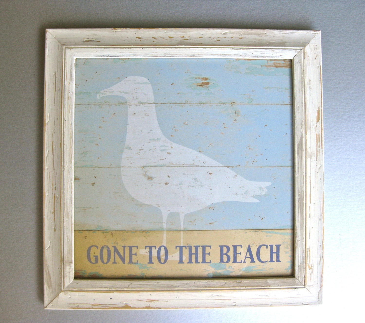 Pelican Wall Art, Beach Art, Wood Frame, Beach Cottage, Beach Bungalow, Cottage Chic, Blue, Summer Art